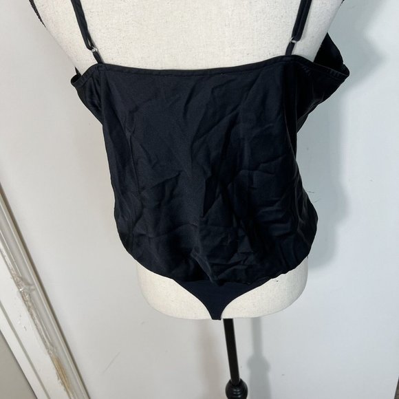 Abercrombie & Fitch Blouse Womens Black Satin Bodysuit Drape Cowl Neck XL - Picture 5 of 7